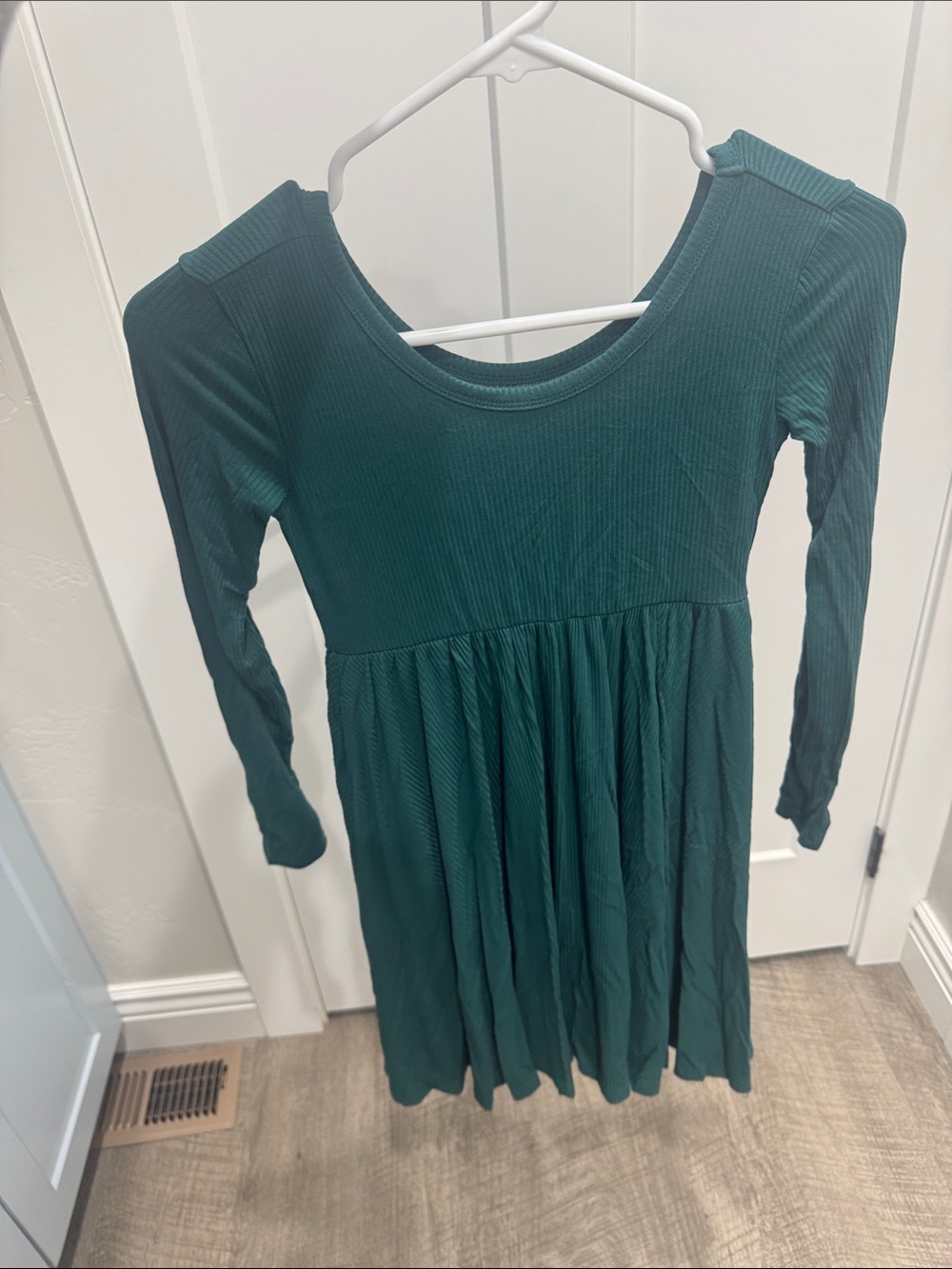 Little Sleepies Teal Long Sleeve Ribbed Fit-and-Flare Dress